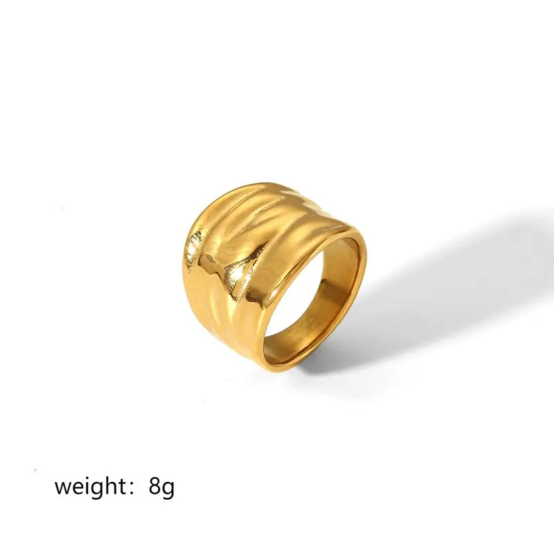 Bague en acier inoxydable plaquée or 18 carats
