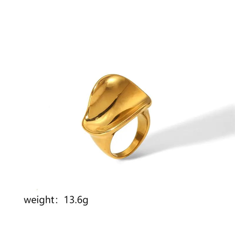 Bague en acier inoxydable plaquée or 18 carats