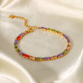 Bracelet pour femme en acier inoxydable avec zircons carrés