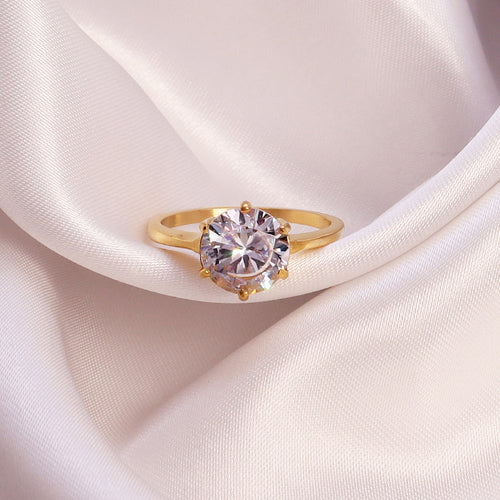 Bague en acier inoxydable plaquée or 18 carats