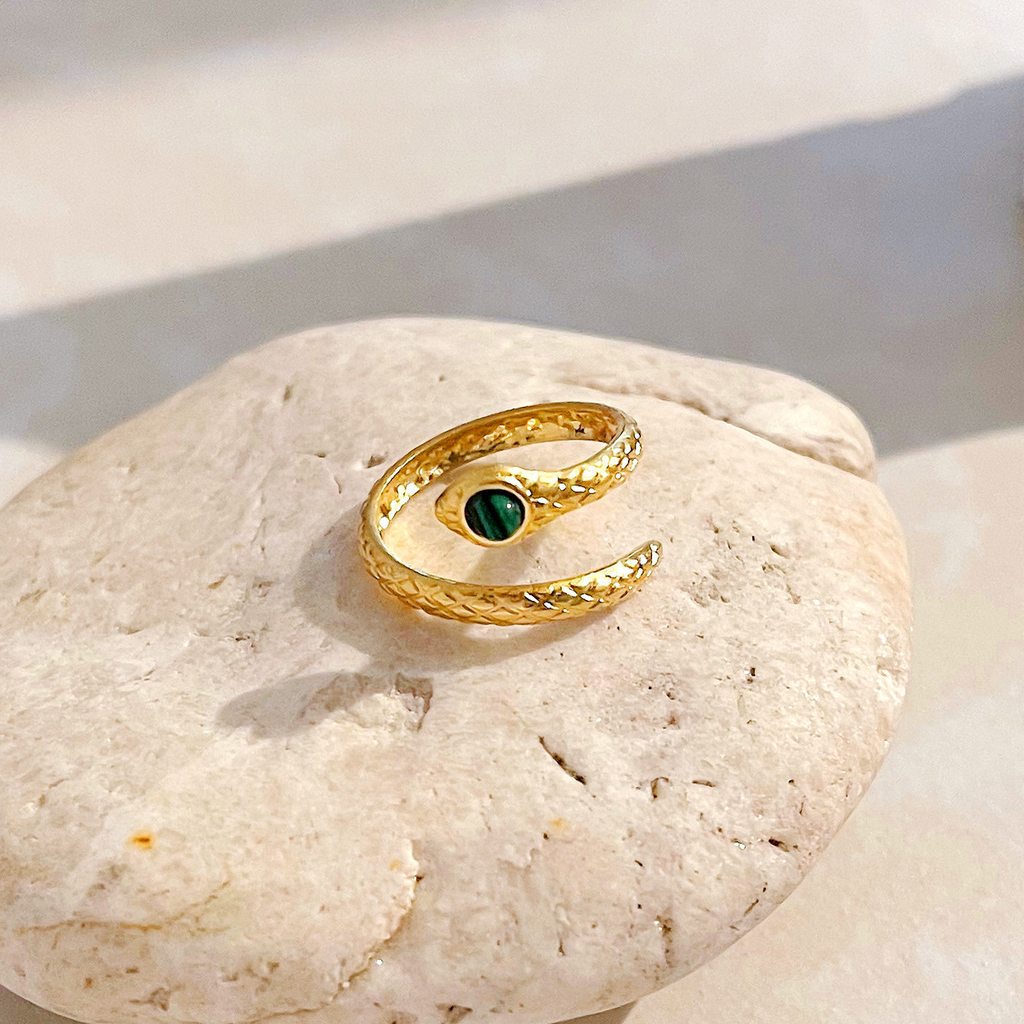 Bague serpent en acier inoxydable plaquée or