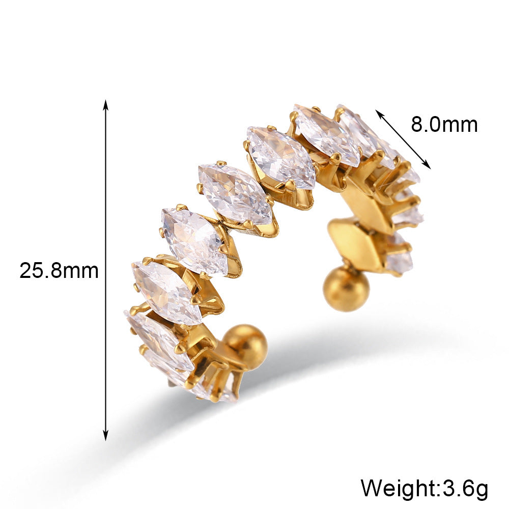 Bracelet pour femme en acier inoxydable plaqué or avec diamants