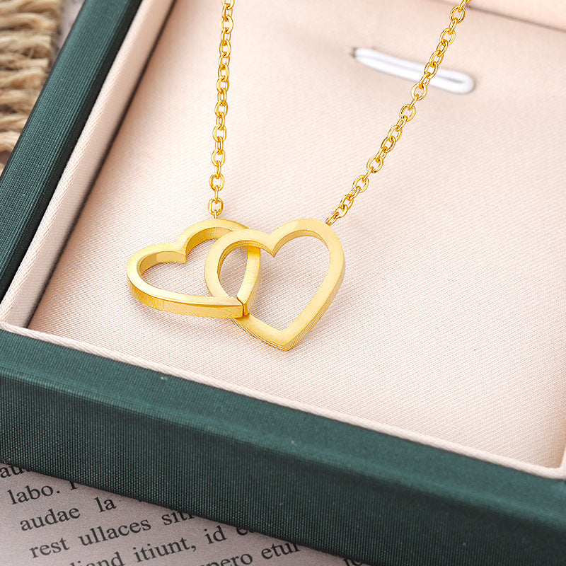 Collier Coeurs Entrelacés - Acier Inoxydable