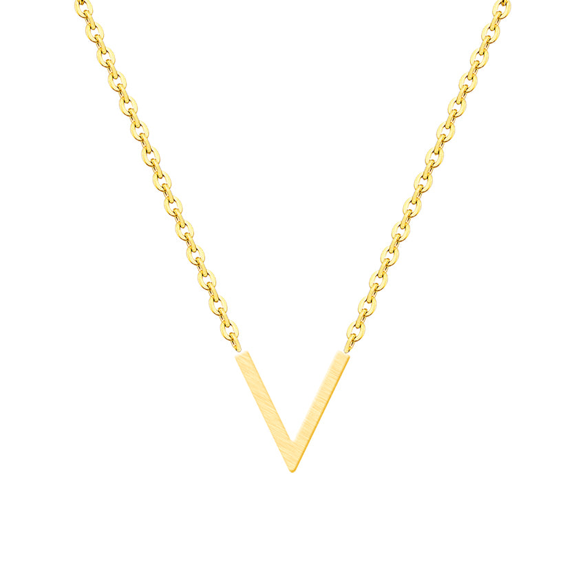 Collier simple en acier inoxydable en forme de V pour femme