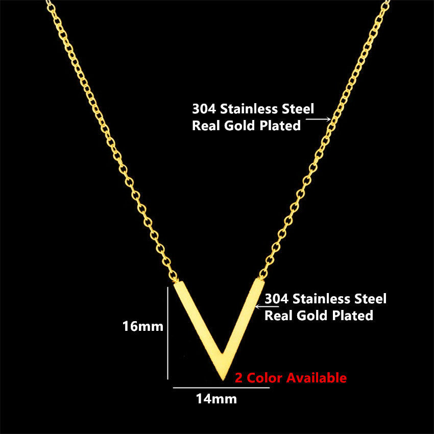 Collier simple en acier inoxydable en forme de V pour femme