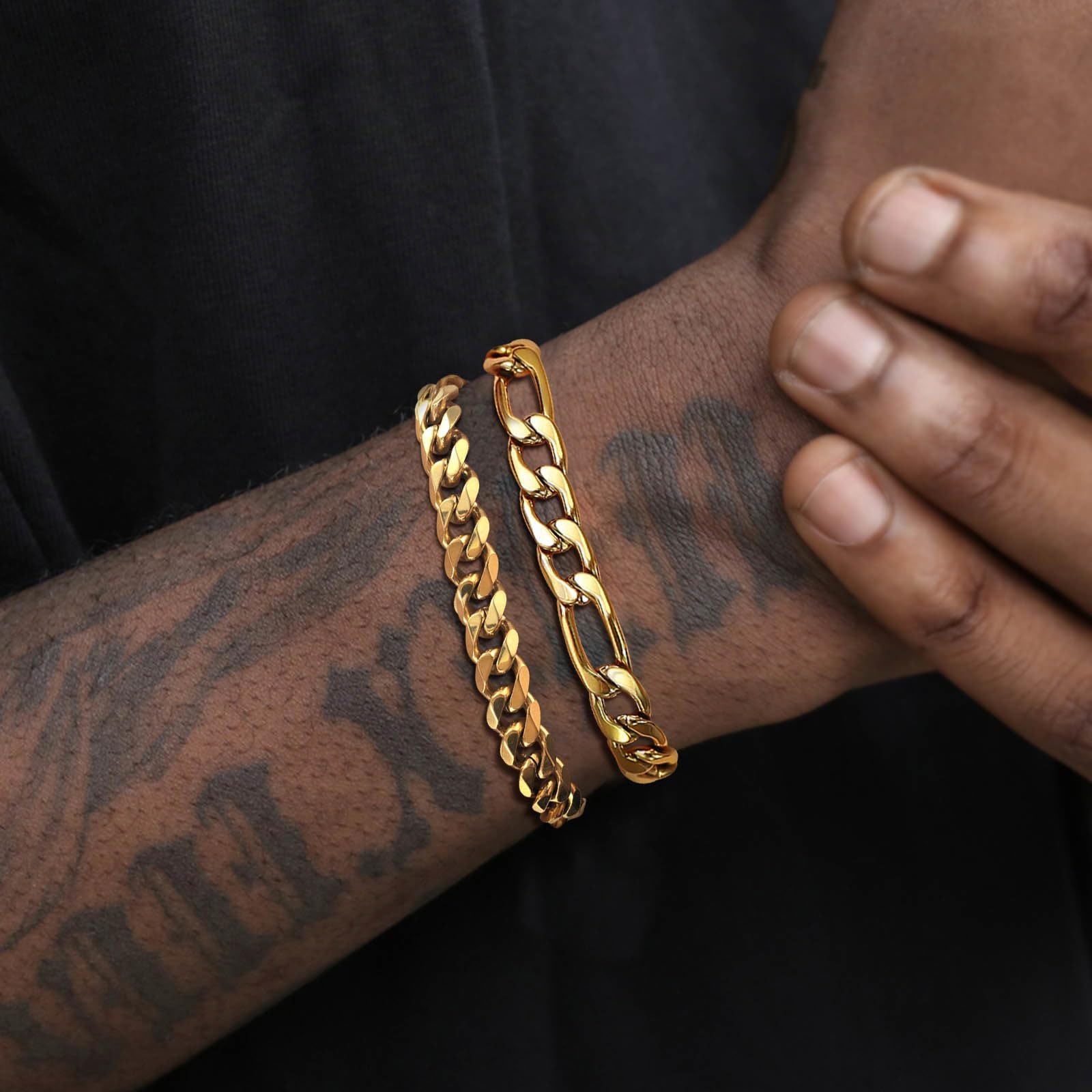Bracelets torsadés style cubain en acier inoxydable pour homme