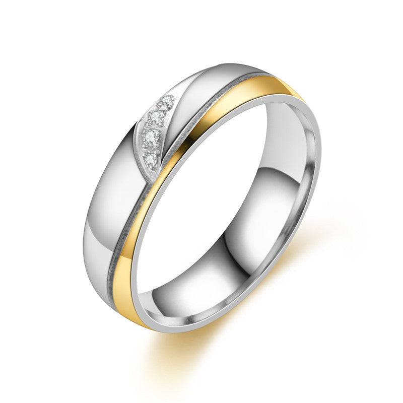 Ensemble de bagues de couple en acier inoxydable serties de diamants