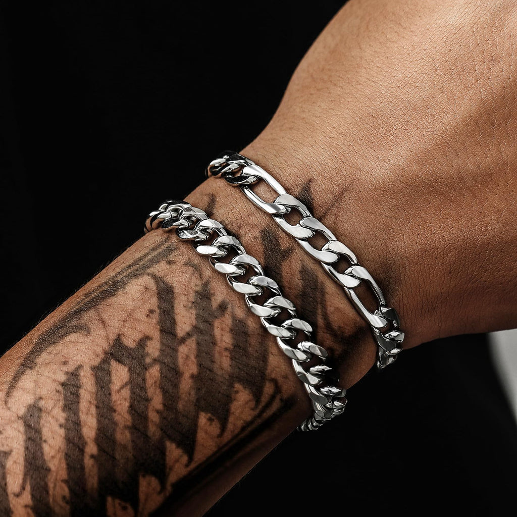 Bracelets torsadés style cubain en acier inoxydable pour homme
