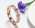 Bague pour femme en acier inoxydable plaqué or rose avec diamants