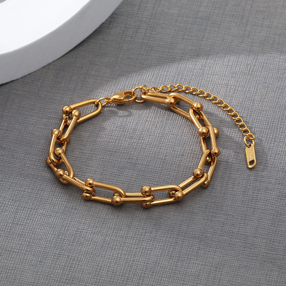 Bracelet chaîne en acier inoxydable plaqué or 18 carats
