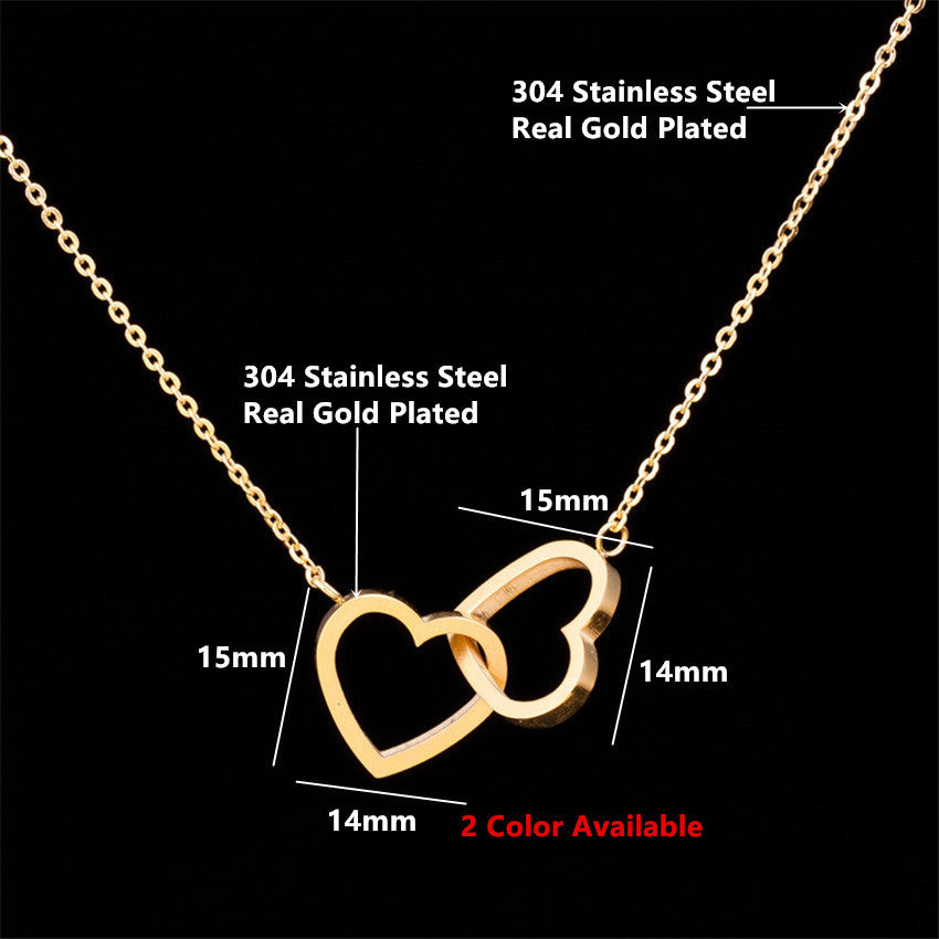 Collier Coeurs Entrelacés - Acier Inoxydable