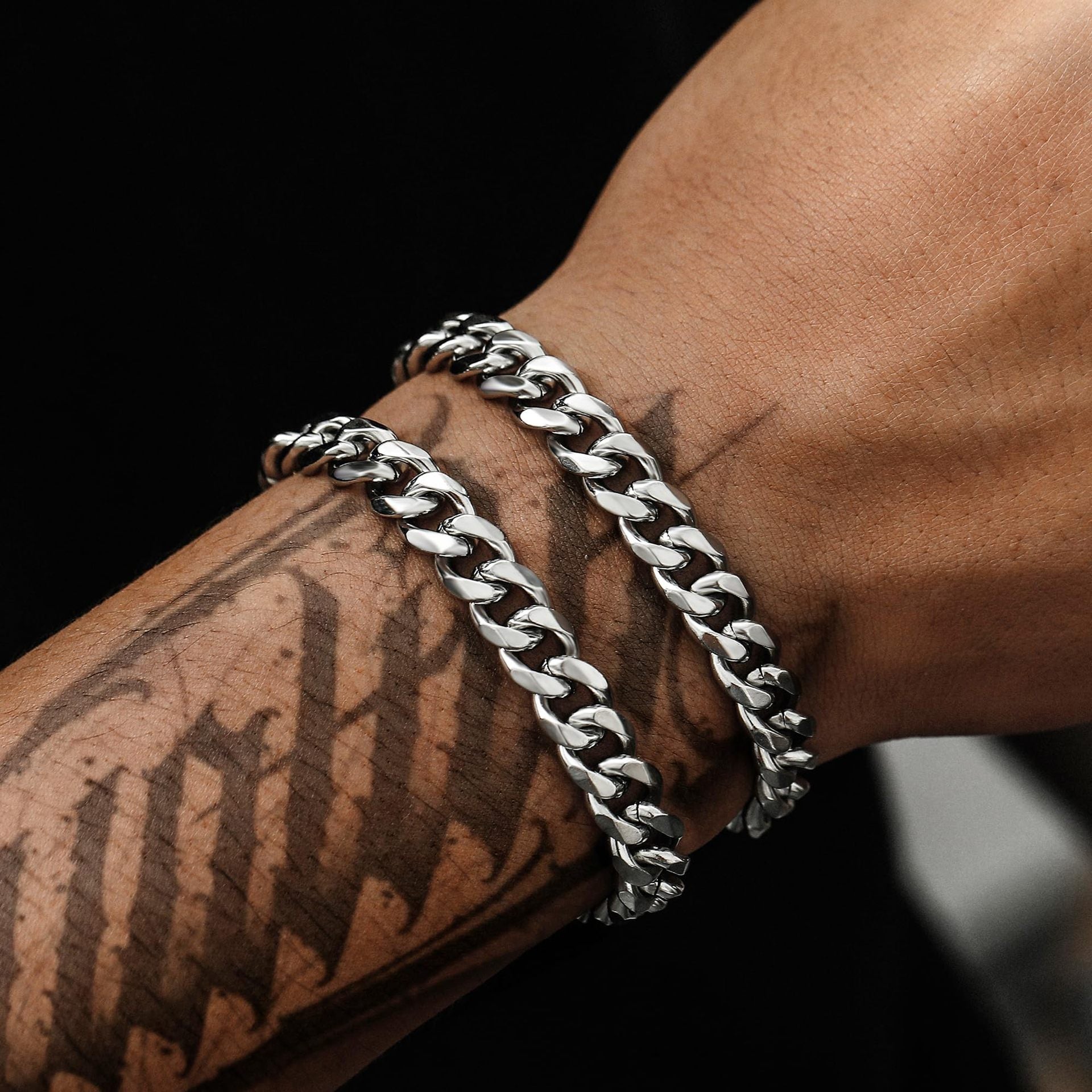 Bracelets torsadés style cubain en acier inoxydable pour homme