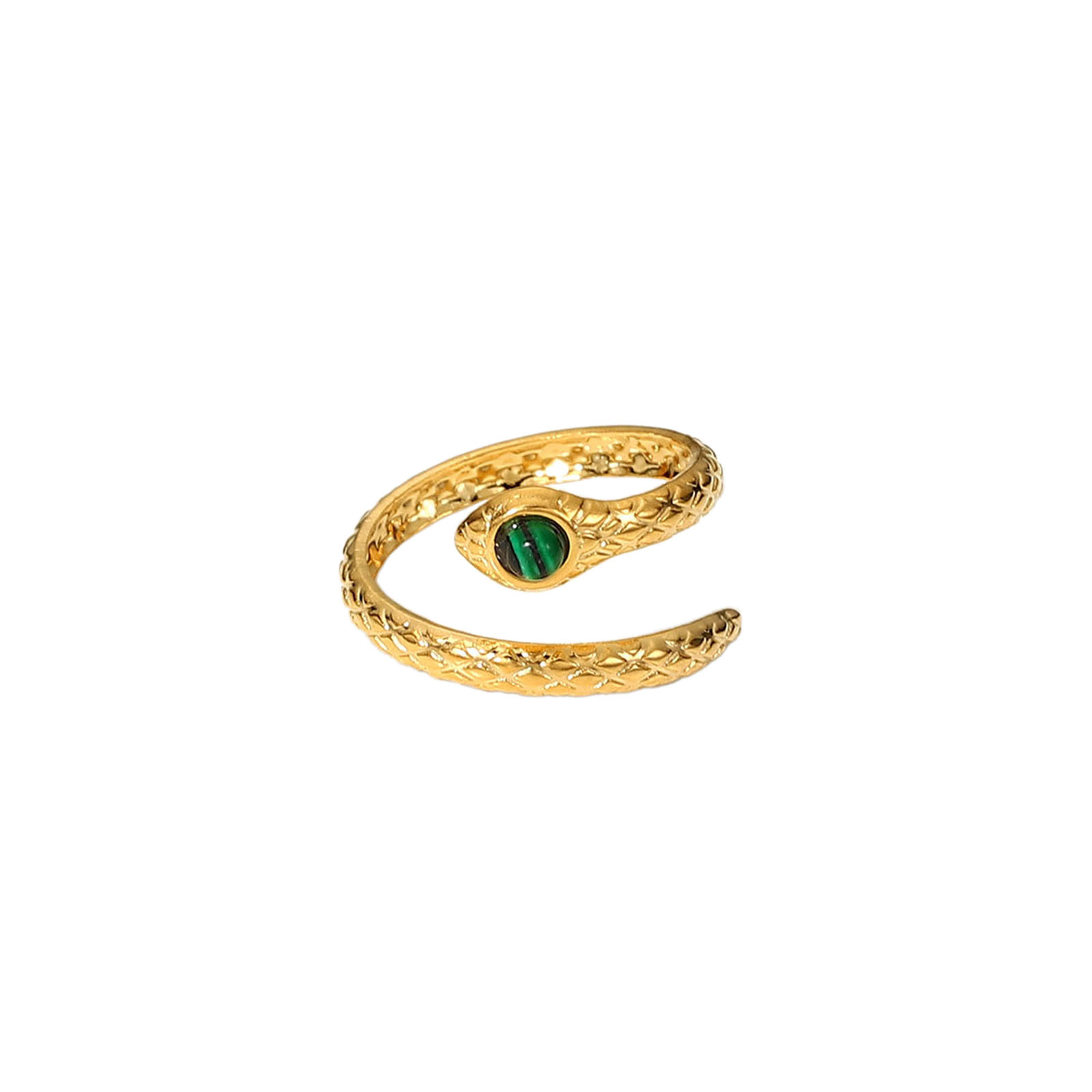 Bague serpent en acier inoxydable plaquée or