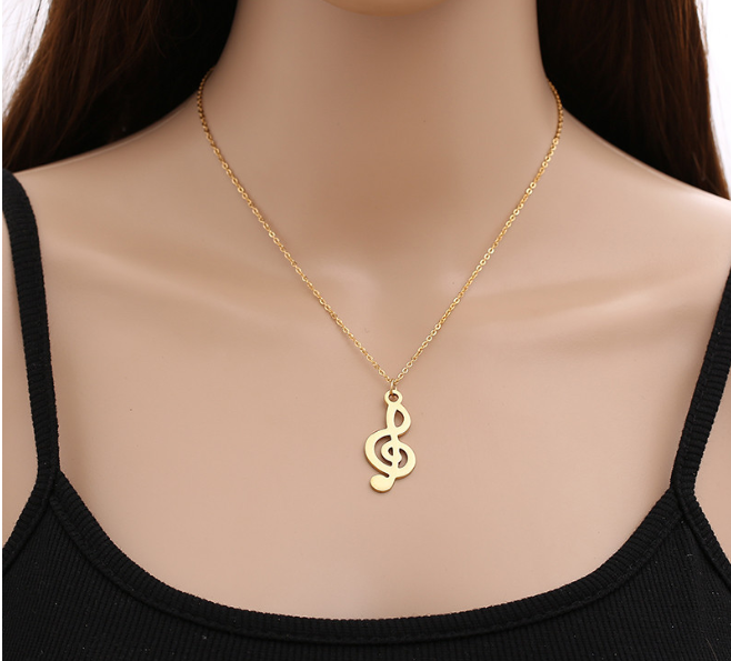 Collier note de musique pour femme – pendentif élégant en acier inoxydable