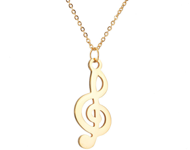 Collier note de musique pour femme – pendentif élégant en acier inoxydable