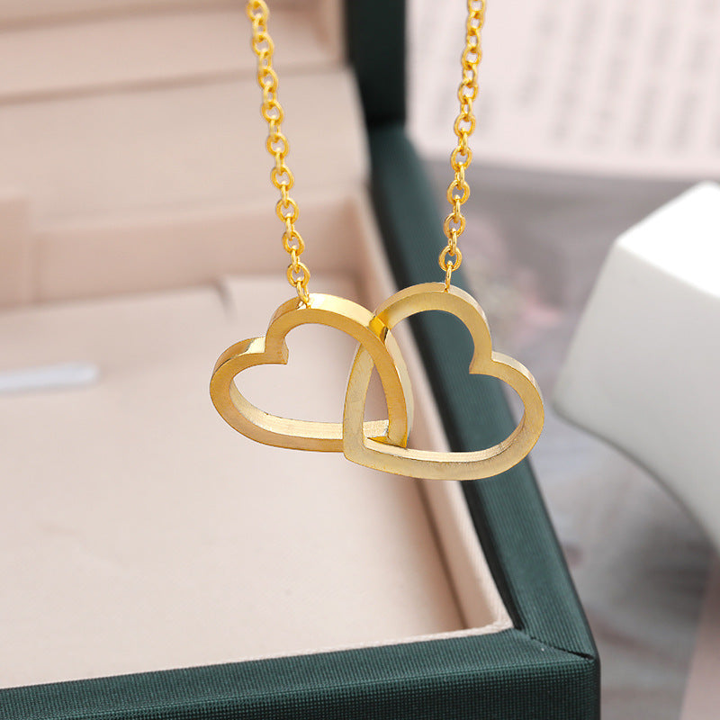 Collier Coeurs Entrelacés - Acier Inoxydable