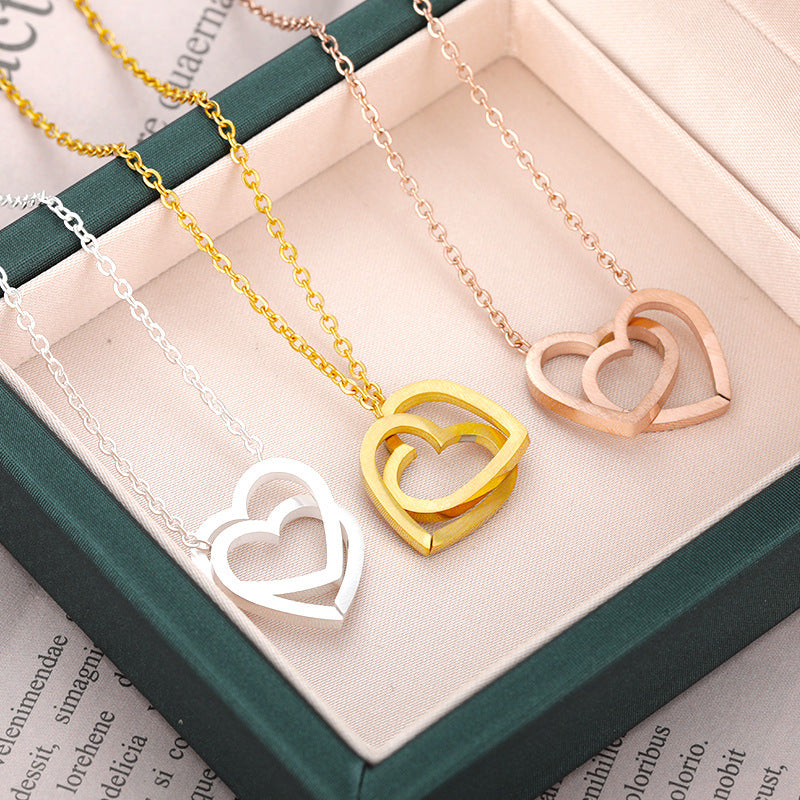 Collier Coeurs Entrelacés - Acier Inoxydable