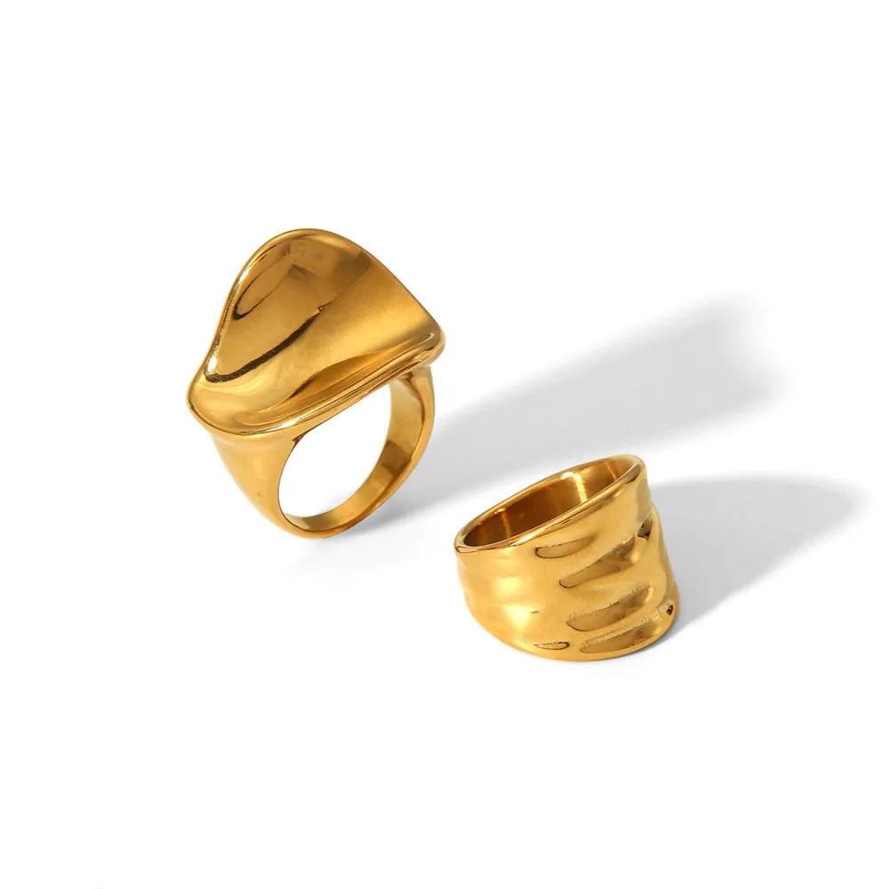 Bague en acier inoxydable plaquée or 18 carats