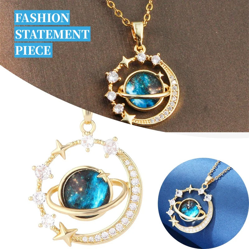 Collier en acier inoxydable avec pendentif astronaute et planète