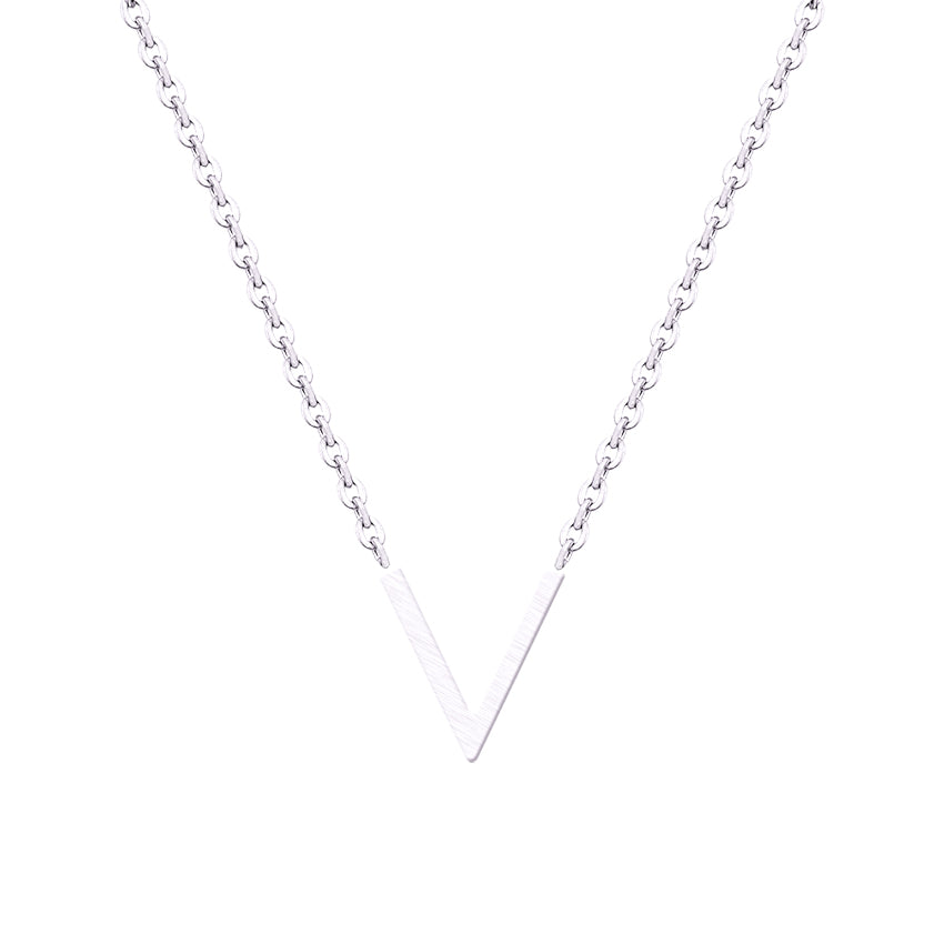 Collier simple en acier inoxydable en forme de V pour femme