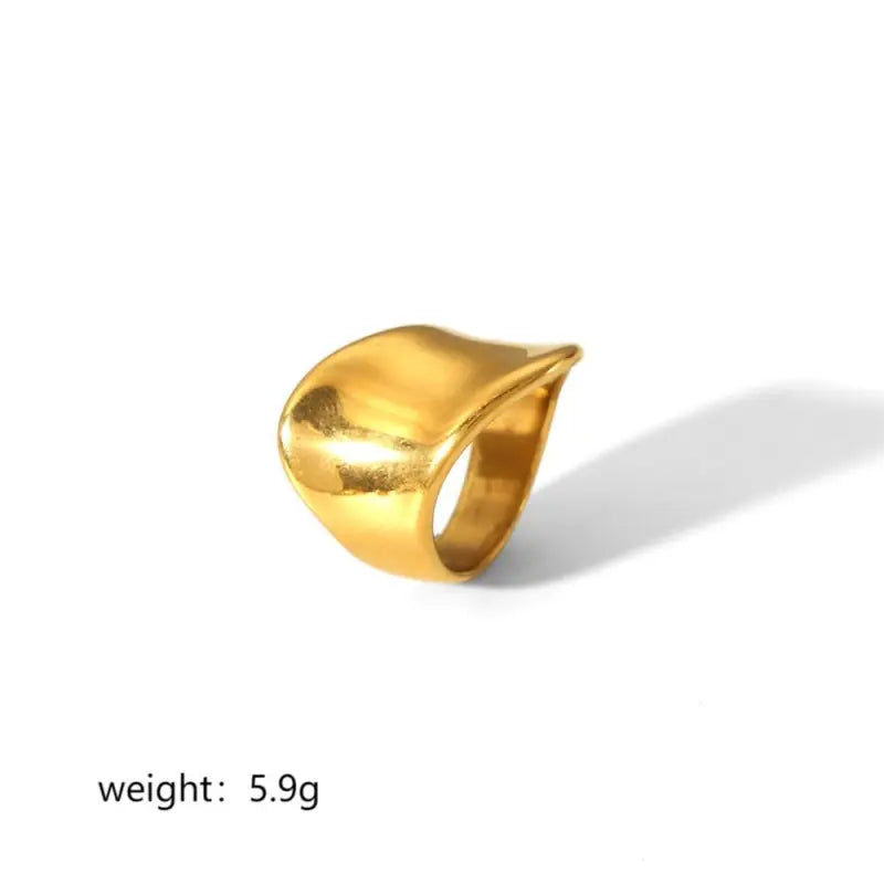 Bague en acier inoxydable plaquée or 18 carats